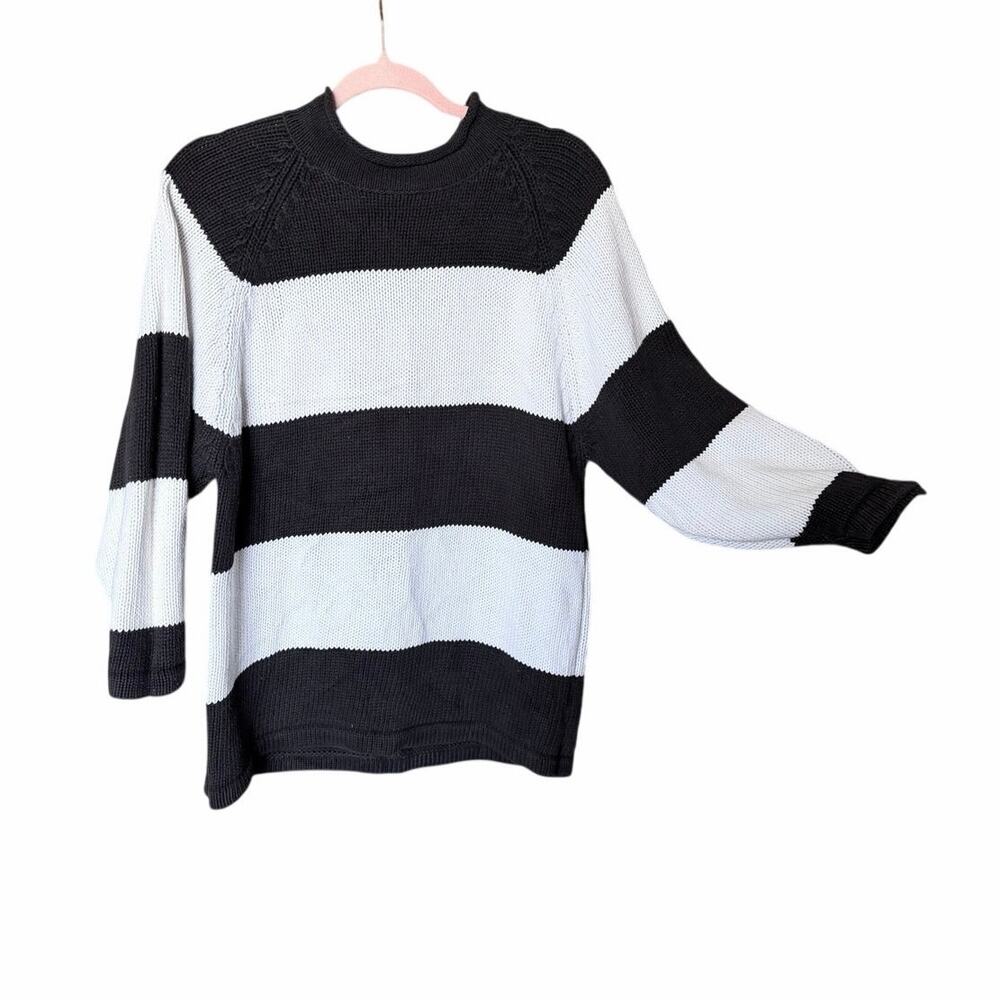 Vintage 90s The Limited 100% cotton black white colorblock roll neck sweater XL